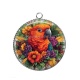 Pendentif Cabochon Argent - perroquet