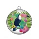 Pendentif Cabochon Argent - toucan