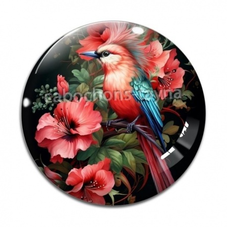 Cabochon Verre - oiseau