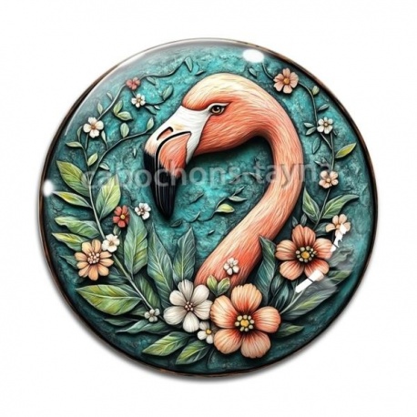 Cabochon Verre - flament rose