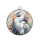 Pendentif Cabochon Argent - oiseau