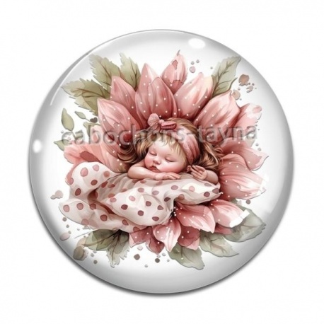 Cabochon Verre - bébé fleur