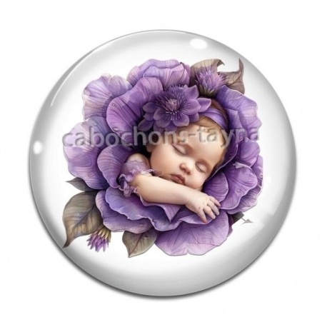 Cabochon Verre - bébé fleur
