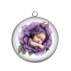 Pendentif Cabochon Argent - bébé fleur
