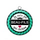 Pendentif Cabochon Argent - je suis un beau fils qui déchire