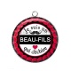 Pendentif Cabochon Argent - je suis un beau fils qui déchire