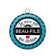 Pendentif Cabochon Argent - je suis un beau fils qui déchire