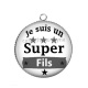 Pendentif Cabochon Argent - je suis un super fils