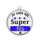 Pendentif Cabochon Argent - je suis un super fils