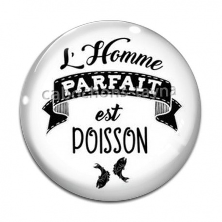 Cabochon Verre - l'homme parfait est poisson