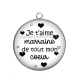 Pendentif Cabochon Argent - je t'aime marraine de tout mon coeur