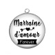 Pendentif Cabochon Argent - marraine d'amour, forever