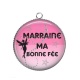 Pendentif Cabochon Argent - marraine ma bonne fée