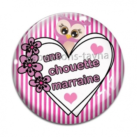 Cabochon Verre - une chouette marraine