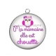 Pendentif Cabochon Argent - ma marraine elle est chouette
