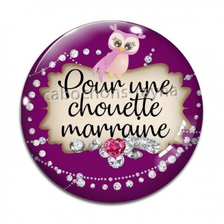 Cabochon Verre - pour une chouette marraine