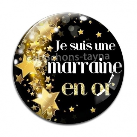 Cabochon Verre - je suis une marraine en or