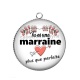 Pendentif Cabochon Argent - je suis une marraine plus que parfaite