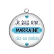 Pendentif Cabochon Argent - je suis une marraine plus que parfaite