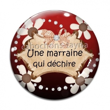 Cabochon Verre - une marraine qui déchire