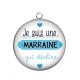 Pendentif Cabochon Argent - je suis une marraine qui déchire