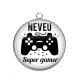 Pendentif Cabochon Argent - neveu super gamer