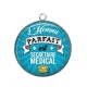 Pendentif Cabochon Argent - l'homme parfait est secrétaire medical