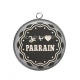 Pendentif Cabochon Argent - je t'aime parrain