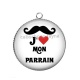 Pendentif Cabochon Argent - j'aime mon parrain