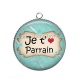 Pendentif Cabochon Argent - je t'aime parrain