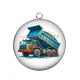 Pendentif Cabochon Argent - camion de chantier