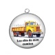Pendentif Cabochon Argent - les clés de mon camion