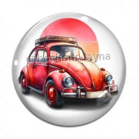 Cabochon Verre - voiture coccinelle