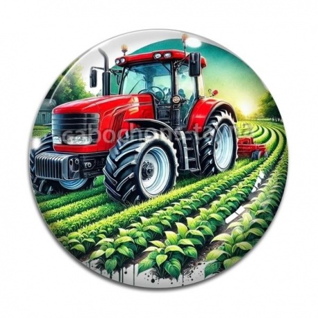 Cabochon Verre - tracteur