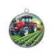 Pendentif Cabochon Argent - tracteur