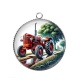 Pendentif Cabochon Argent - tracteur