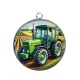 Pendentif Cabochon Argent - tracteur