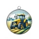 Pendentif Cabochon Argent - tracteur