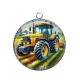 Pendentif Cabochon Argent - tracteur