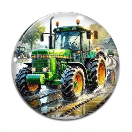 Cabochon Verre - tracteur