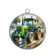 Pendentif Cabochon Argent - tracteur