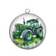 Pendentif Cabochon Argent - TRACTEUR