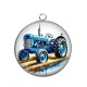 Pendentif Cabochon Argent - tracteur