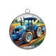 Pendentif Cabochon Argent - tracteur