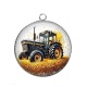 Pendentif Cabochon Argent - TRACTEUR