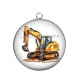 Pendentif Cabochon Argent - tractopelle