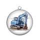 Pendentif Cabochon Argent - tractopelle