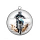 Pendentif Cabochon Argent - moto