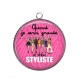 Pendentif Cabochon Argent - quand je serais grande je serai styliste
