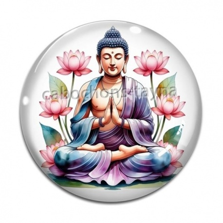 Cabochon Verre - bouddha méditation